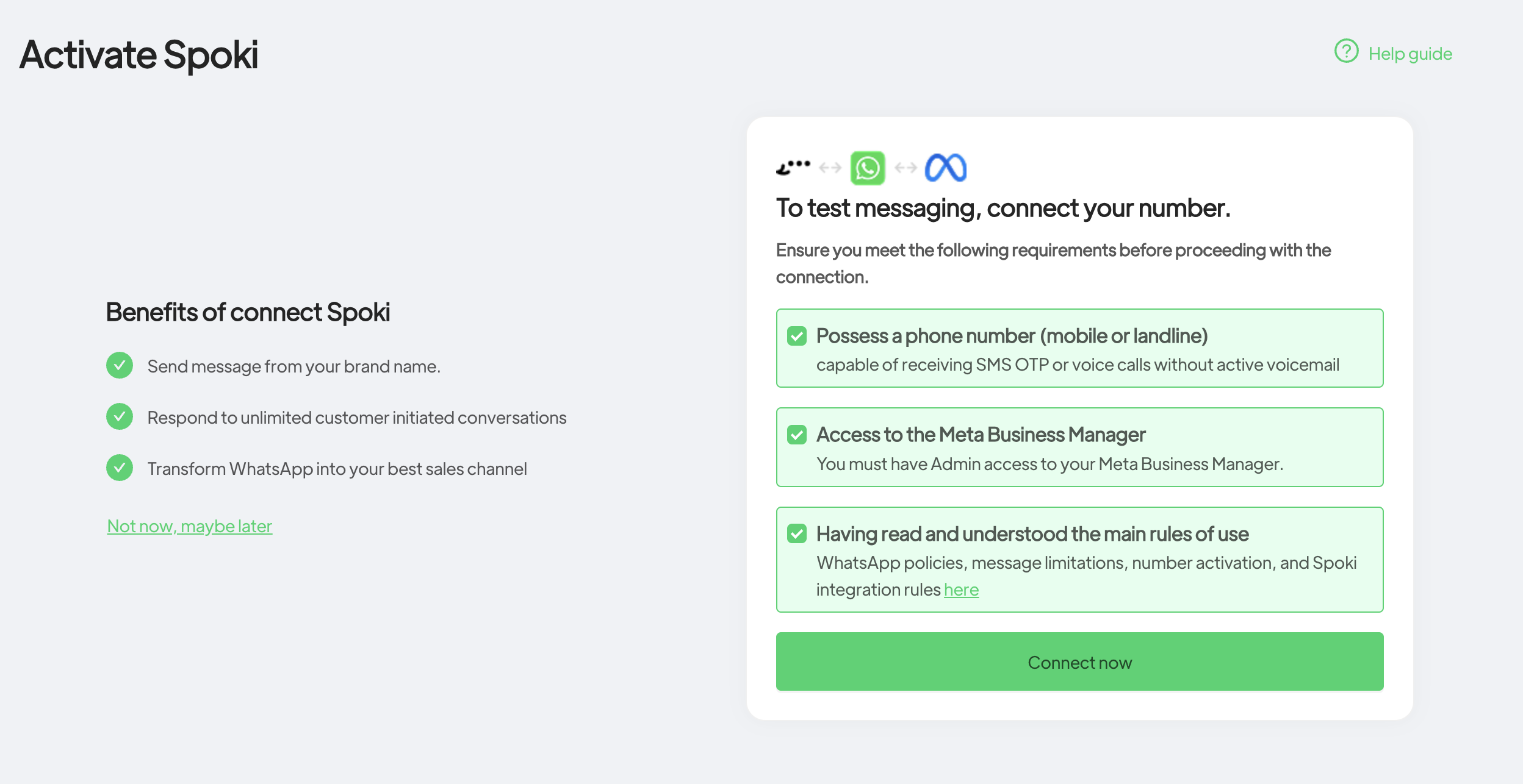 Spoki activation - authorization from Meta BM - Supporto Spoki